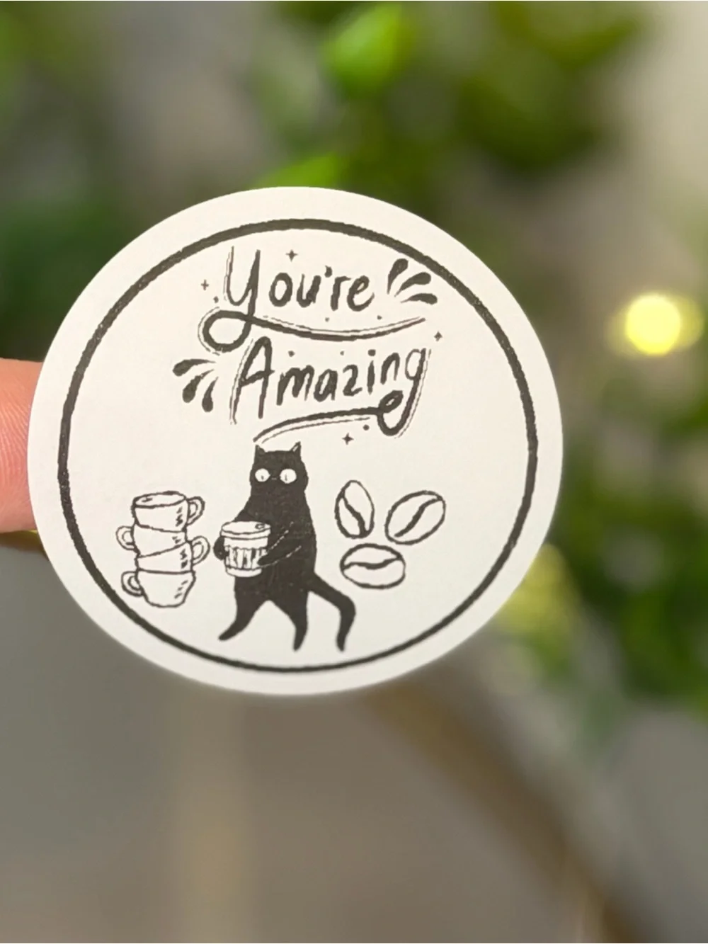 You’re Amazing Cat Coffee Encouragement 2” Round Thank You Stickers 200